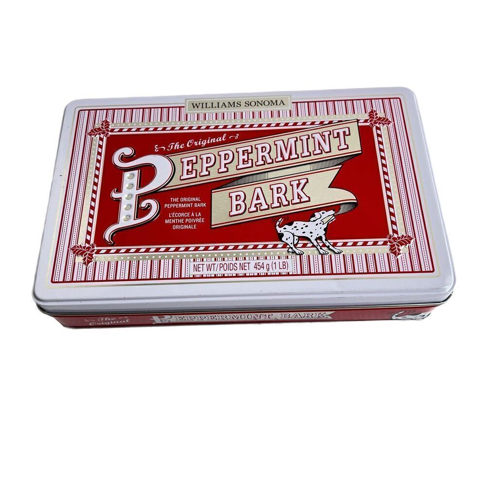 Collectible Williams Sonoma Peppermint Bark Tin with Lid Storage w Personality